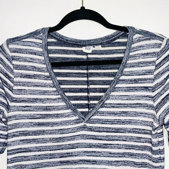 GAP Navy Blue & White Striped Brushed Round Hem Shirt Midi Dress Xsmall Women’s - Picture 2 of 10
